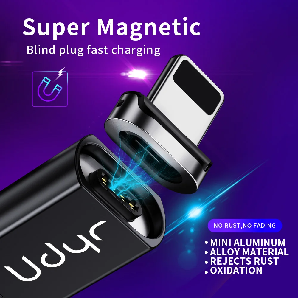 Udyr 2 м 1 Магнитный кабель Micro USB для iPhone Samsung быстрой зарядки и передачи данных
