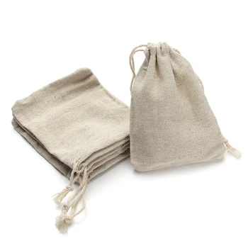 

10pcs/lot 8x10/9x12/10x14/13x17cm Jewelry Packing Burlap Organizer Bag Drawstring Bags Pouches Linen Flax Fabric Packaging