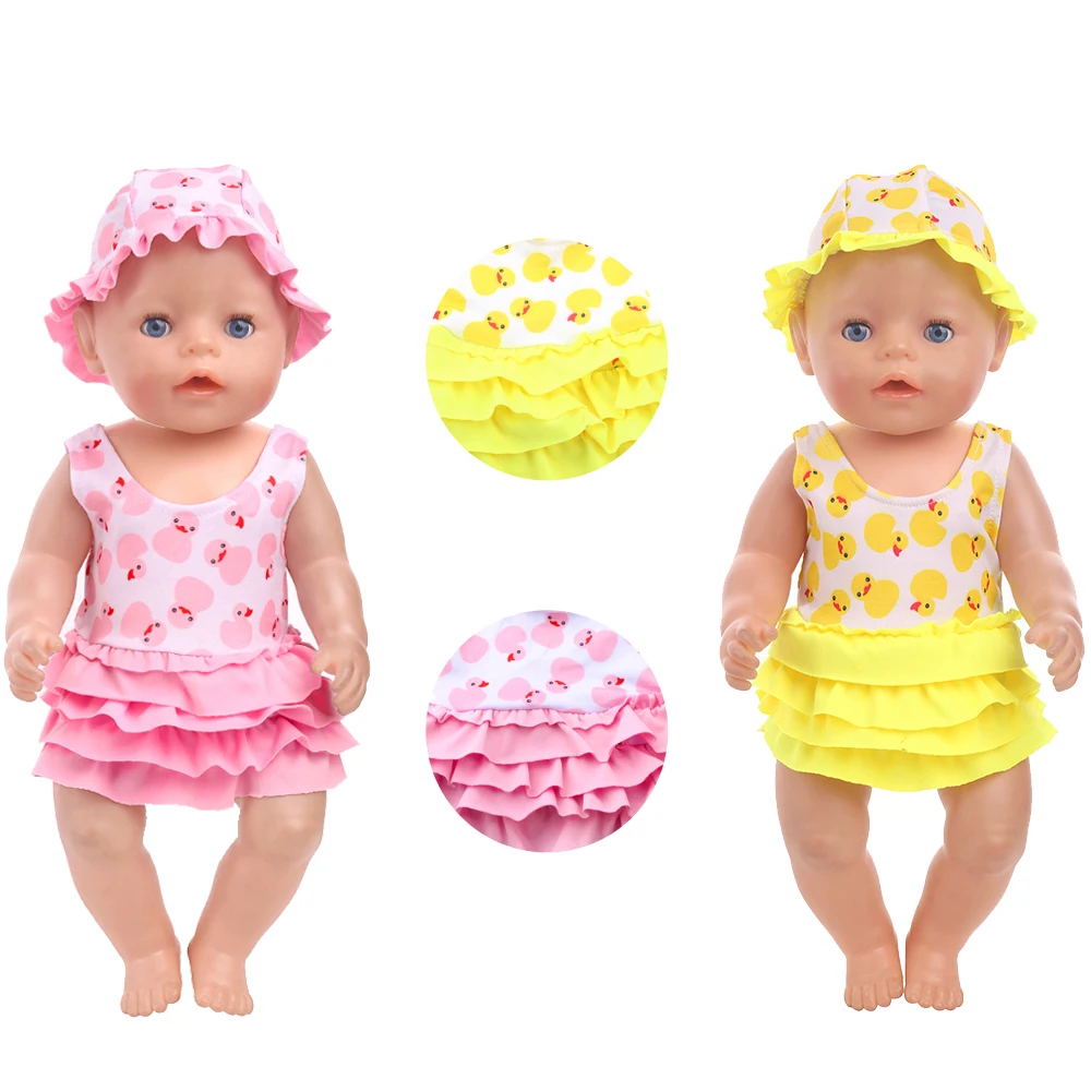 43 Cm Boy American Dolls Skirt 2pcs/set Pink Duckling Print Swimsuit