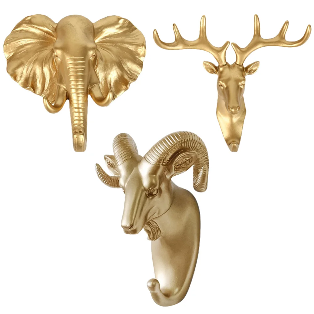 

3 Pcs Wall Hook PVC Animal Wall Hook, Animal Head Hook Animal Hook Wall Hook Decoration for Livingroom Wall Home Decoration