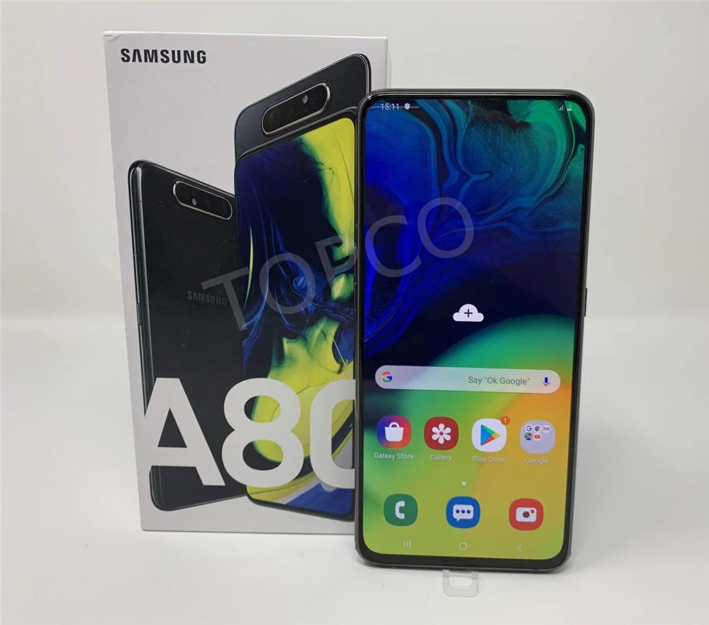 Samsung Galaxy A80 A8050,, 4G, Android, мобильный телефон, четыре ядра, 6,7 дюймов, две sim-карты, 48 МП и 8 Мп, всплывающая камера, 8 ГБ и 128 ГБ, Snapdragon