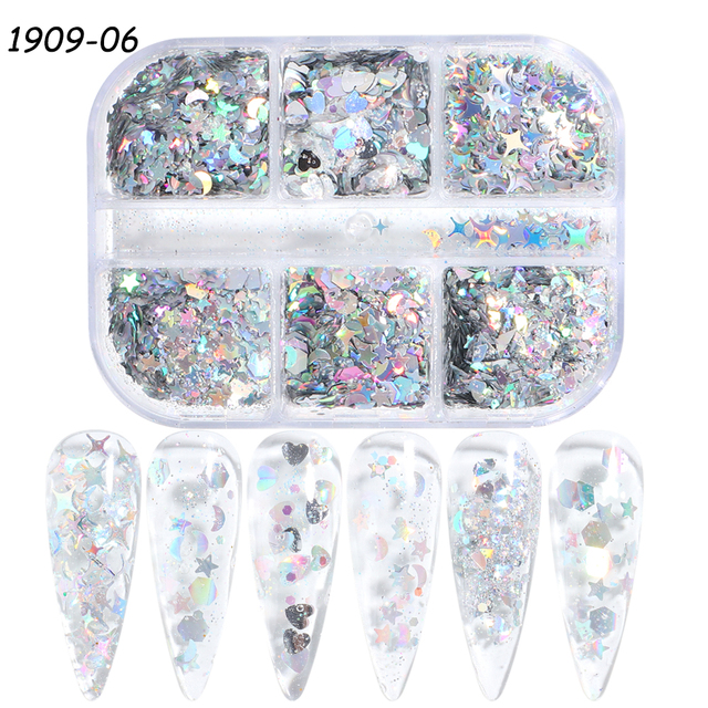 Snowflake Flake Nail Art Glitter Holographic Laser Reflective Sequins Pink White DIY Winter Decor Slice Manicure LE1909-27