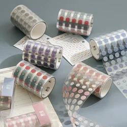 Bande d'autocollants décoratifs pour bricolage, 1250 pièces/rouleau, points washi pour agenda, planificateur, scrapbooking, albums photo, ronde, 