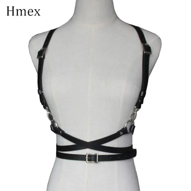 Black HMEX трендовые сексуальные ремни для тела, регулируемые кожаные подвязки, Женский эротический пояс, женские подтяжки для тела, ремни на грудь - Цвет: Black