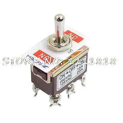 

AC 250V/15A 125V/20A DPDT Double Pole Double Throw On/Off/On Toggle Switch