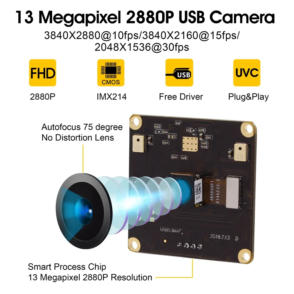 ELP IMX214 CMOS Мини HD цветная печатная плата без искажений 13 мегапиксельная веб камера