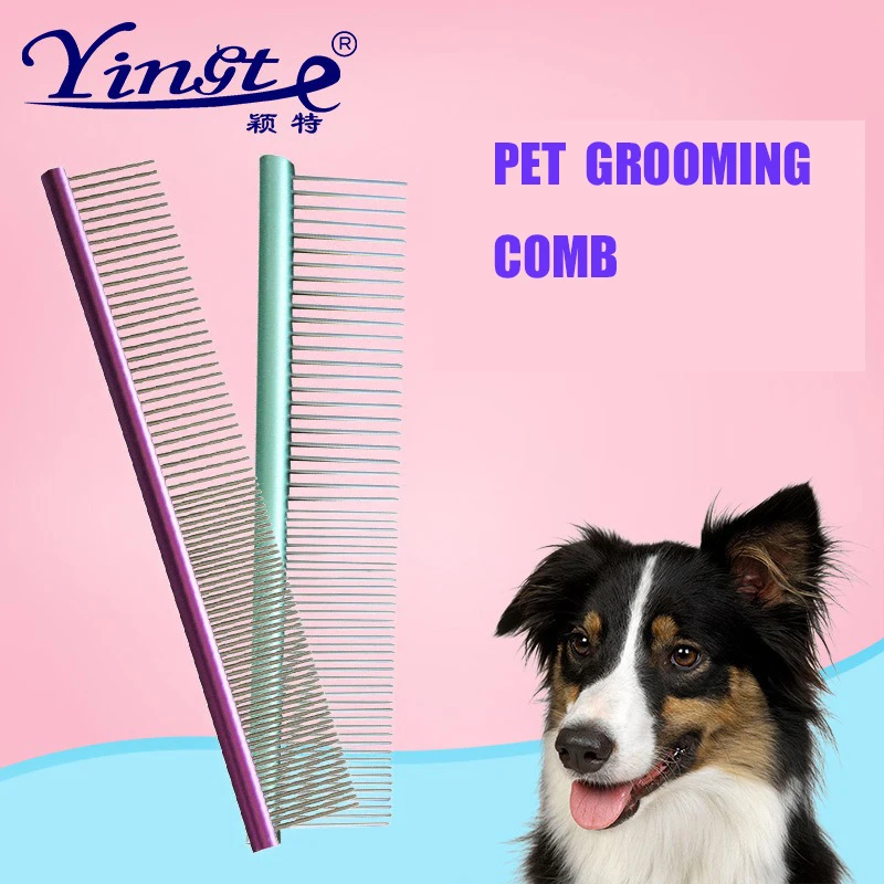 

Colorful Pet Metal Comb Dog Stainless Steel Pet Dog Cat Pin Comb Hair Remover Brushes Pets Grooming Tools Pets Products Supplies