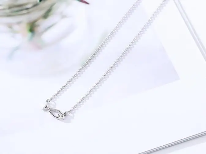 Панк Винтаж 925 стерлингового серебра рыбы ожерелья с подвесками для женщин Подарочные ожерелья с кулонами и надписями Colar