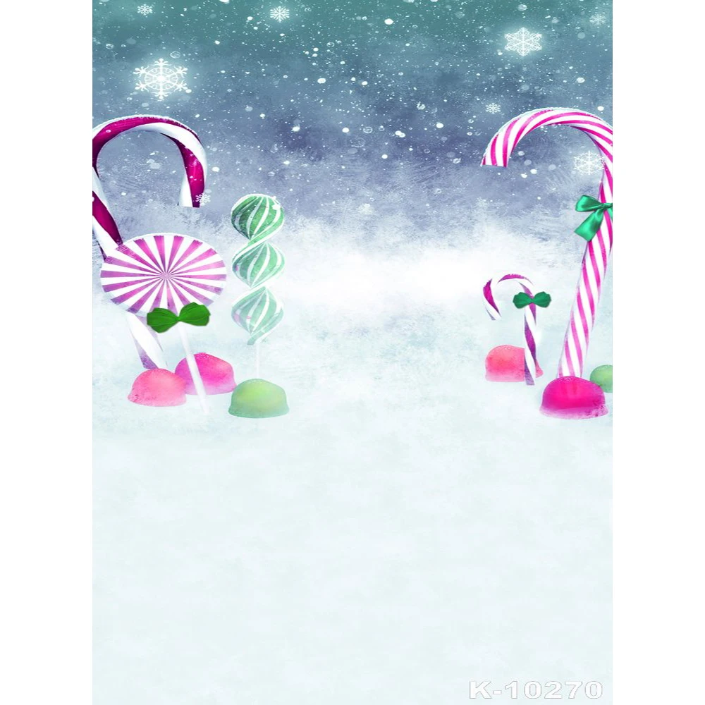 Фон для фотосъемки с рождественскими свечами зимние снежинки леденец Леденец