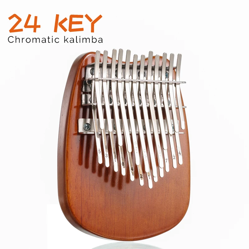 Double Layer Chromatic Kalimba 24 Key Innovative Design Metal Frame Finger Piano Solid Rubber Wood Mbira Professional Instrument