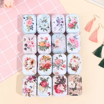 

Mini Flower Tin Trinket Jewelry Coin Box Tinplate Storage Case Rectangul Sugar