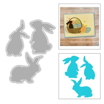 

2020 New Hot Easter Rabbit Mould Three Animal Bunny Look Up DIY Silhouette Metal Cutting Dies and For Scrapbooking Foil No Stamp