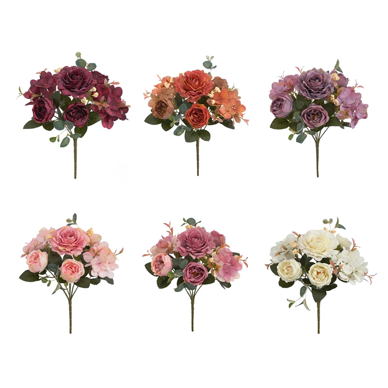 20 pçs flores artificiais peônia hydrangea casamento decorações de natal  para casa diy sala estar decoração arranjo atacado x2|Flores secas  artificiais| - AliExpress