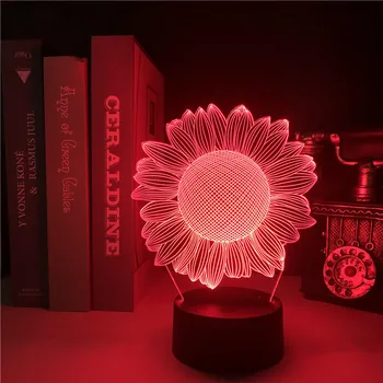 

Clock Base Table 3D Lamp Sunflower Best Present for Birthday Bright Base Nightlight 7 Color Children's Night Light for Home