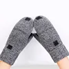 2021 Unisex Thick Male Fingerless Gloves Men Wool Winter Warm Exposed Finger Mittens Knitted Warm Flip Half Finger Gloves Warm 5