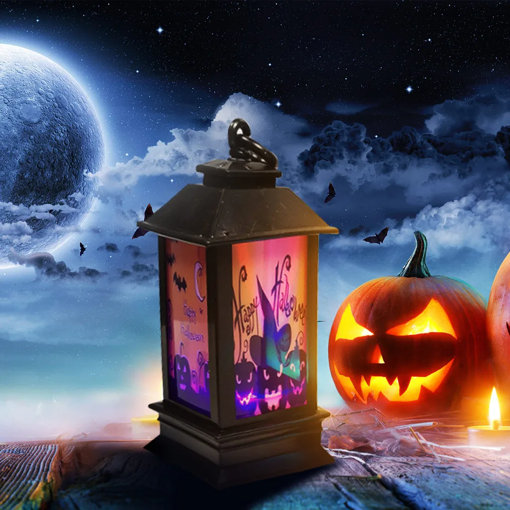 4PCs Halloween LED Lighted Night Light Decorative Props Plastic Glowing Night Skull Ghost Printed Horron Halloween lights