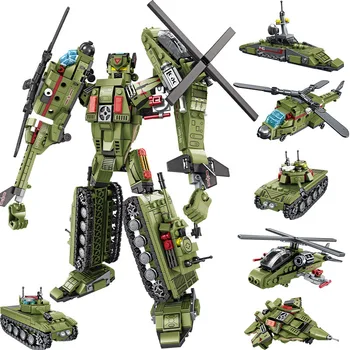 

DIY Steel Mecha Deformation Robot Building Blocks Set 6 IN 1 Kids Toys Robot Model Action Figure Enlighten Bricks Block Mini Toy