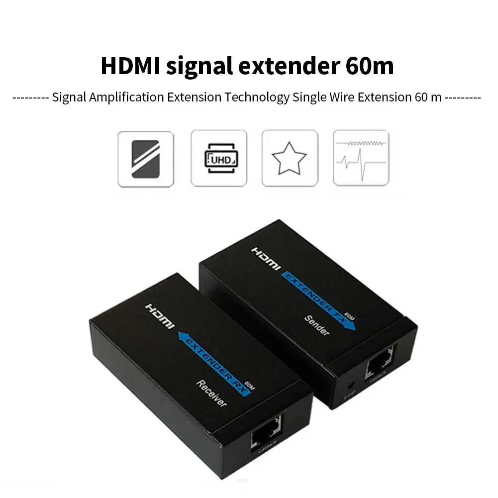 60 м HDMI удлинитель 1080P 3D приемник передатчика HDMI CAT-6/CAT-5E кабель штекер наружный приемник передатчик для ПК ТВ