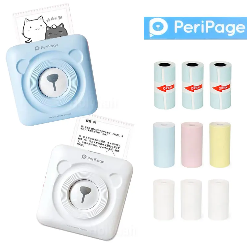 with 11 Rolls Sticker Paper Portable Mini Wireless Thermal Label Printer Inkless Pocket Printers for Travelling Picture Memo Receipt Photo Printer for Cell-Phone