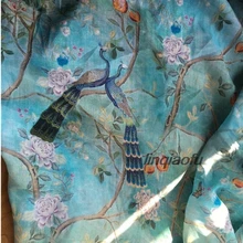 Высококачественная льняная одежда; платье из ткани; халат Чонсам; модная Лоскутная Ткань с павлином; tissus patchwork