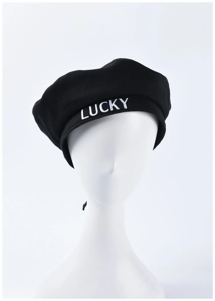 Женские осенние береты с надписью Lucky вышивка шапки-береты Bonia Femininos