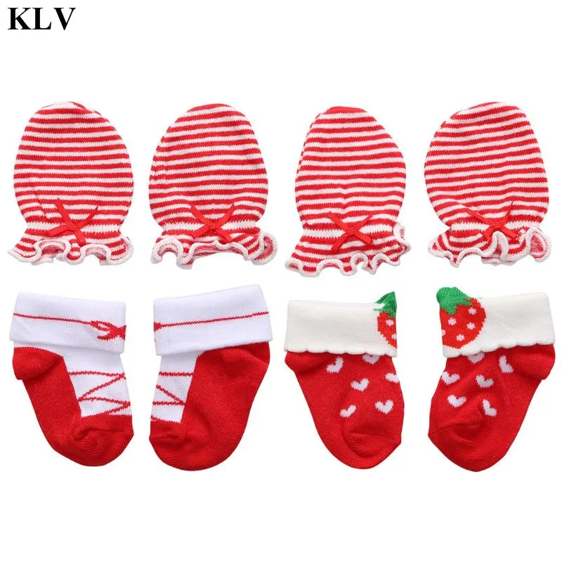 KLV, милые детские носки для маленьких девочек, дышащие перчатки с защитой от царапин для новорожденных - Цвет: 1