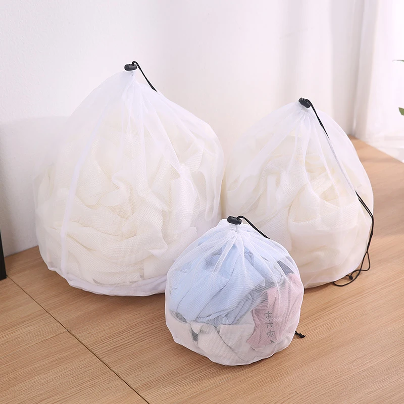 

1PC Mesh Laundry Wash Bags Basket Foldable Drawstring Bra Socks Underwear Washing Machine Clothes Protection Net