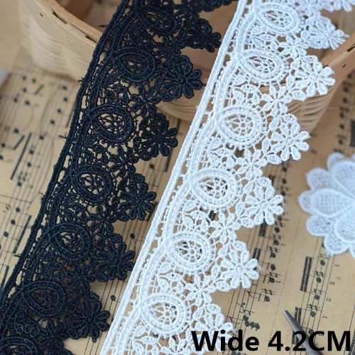 Lace Ribbon 4.2CM Wide Water Soluble Exquisite Embroidered Fringe Collar Trim Curtains Dress DIY Sewing Supplies