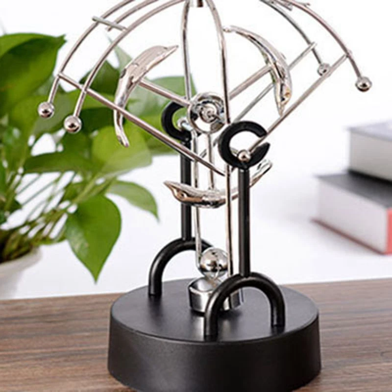 Creative Dolphin Energy Rotating Swing Iron Ornaments Fashion Newton Ball Pendulum Home Decorations Art Crafts Gifts Toys | Дом и сад