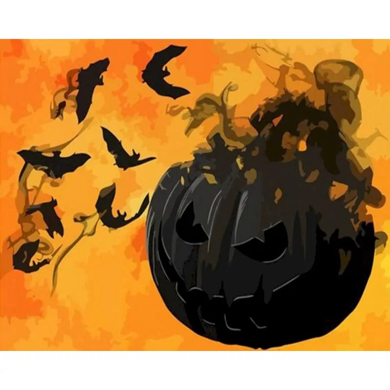 

painting by numbers simple Black Jack-o'- lantern Hand Painted Pictures By Number Figure For Adult Wedding Decoration Art