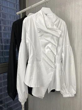 

Women Shirt High Waist Irregular Shirt Women's Loose Design Shirt Top