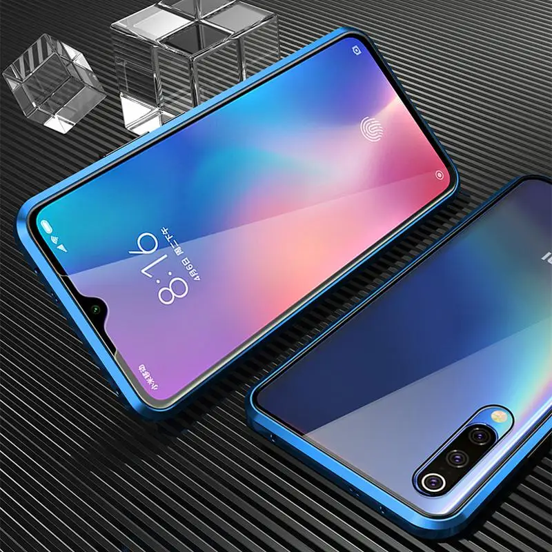 Синий 10 шт. Магнитная Адсорбция металлическое Стекло чехол для Xiaomi mi CC 9 9E 8 до 9 лет 6X A2 A3 Lite F1 Red mi Note 7 K20 Pro 7A CC9 двойной - Цвет: Синий