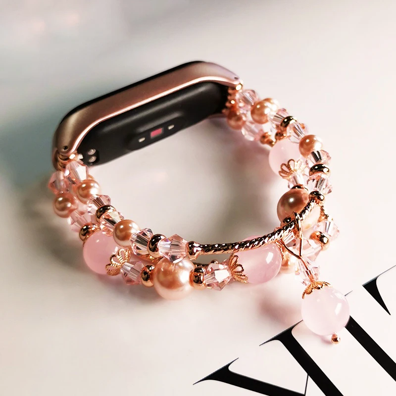 

Jewelry Loop strap For Xiaomi Mi Band 6 5 4 3 Elastic Beaded Braceletd Wristband For mi band 6 5 Women strap Mi Band 4 3 strap