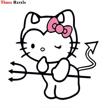 

Three Ratels FC395 HELLO KITTY DEVIL funny Anime cartoon 3D Stickers for car notebook decal