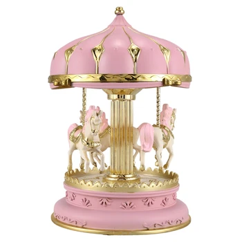 

Promotion! LED Music Box Carousel Round Music Boxes Decor Glowing Carousel Horse Music Box Christmas Wedding Birthday Gift