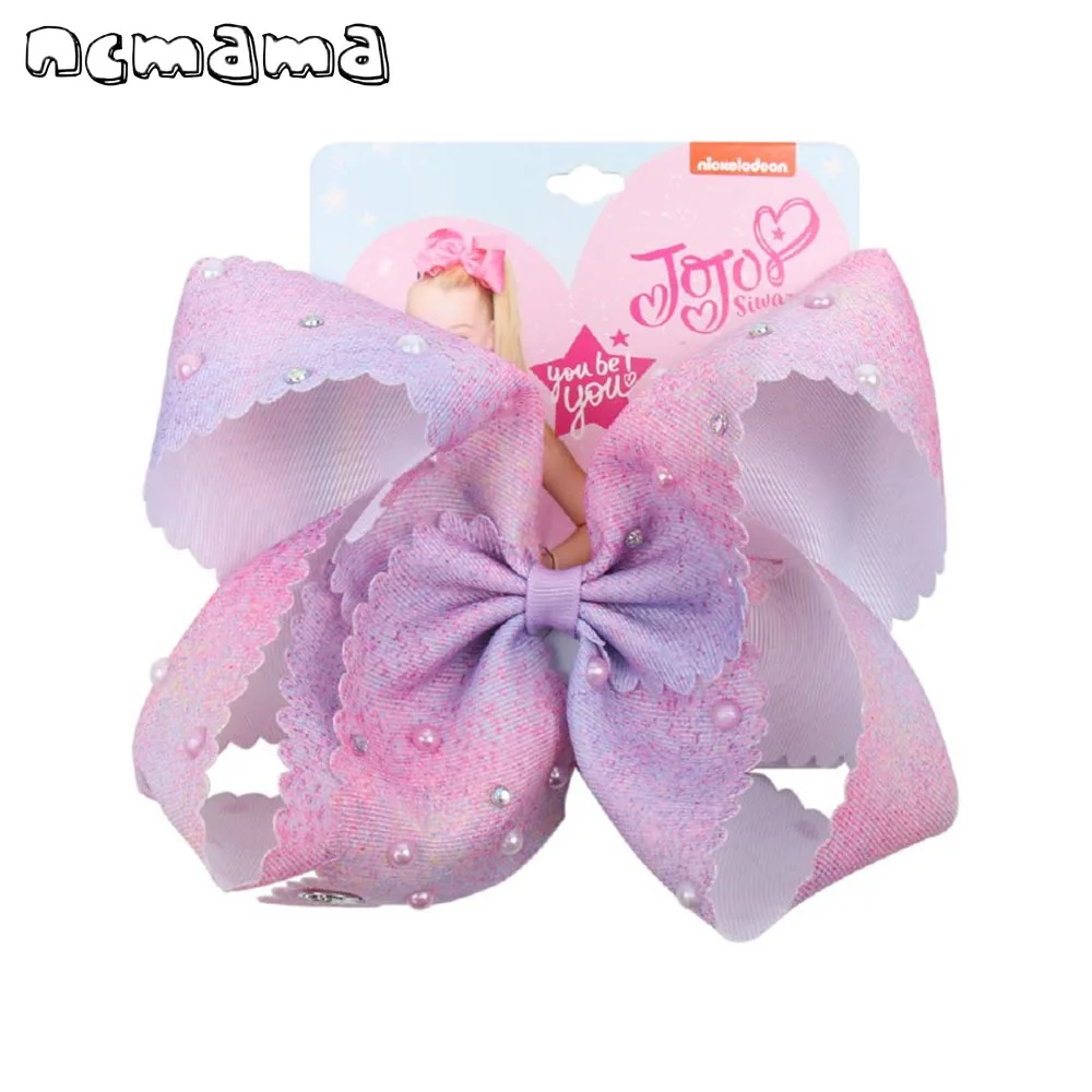 

7'' jo jo Large Hair Bows for Girls Hairclips siwa Bowknot Hairgrips with Rhinestones Pearls Fashion Party Kids Hair Accessories