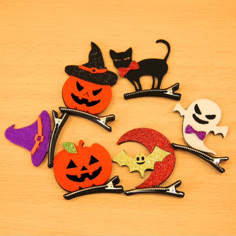 

Halloween Creative Children's Pumpkin Black Cat Hairpin Halloween Children's Masquerade Decorative Tiara Hairpin Props