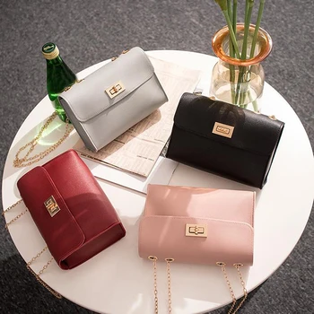 

Fashion Simple Small Square Bag Women's Designer Handbag 2019 High-quality PU Leather Chain Mobile Phone Shoulder Bags