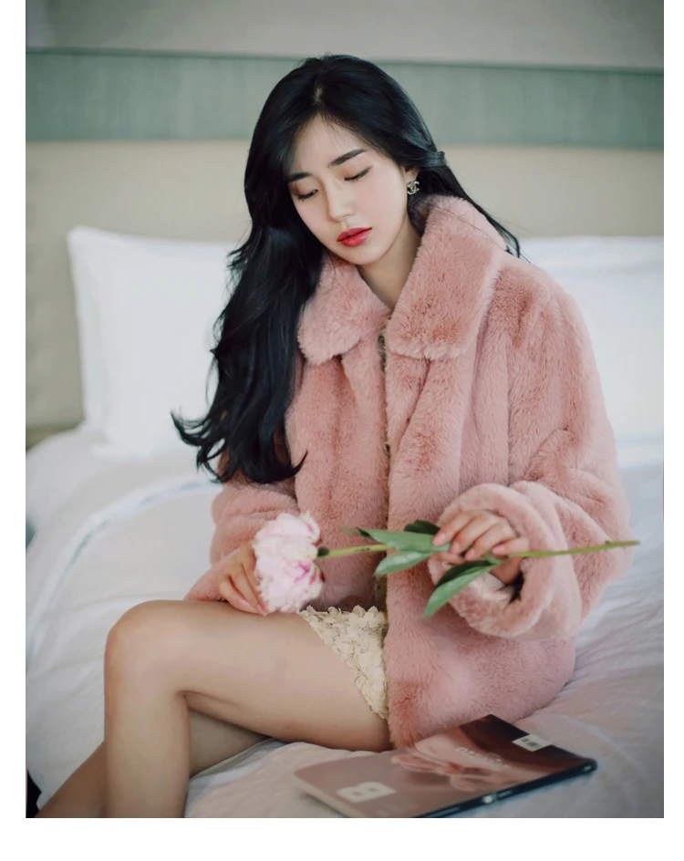winter new imitation grass Rabbit fur plush thick warm coat 1019