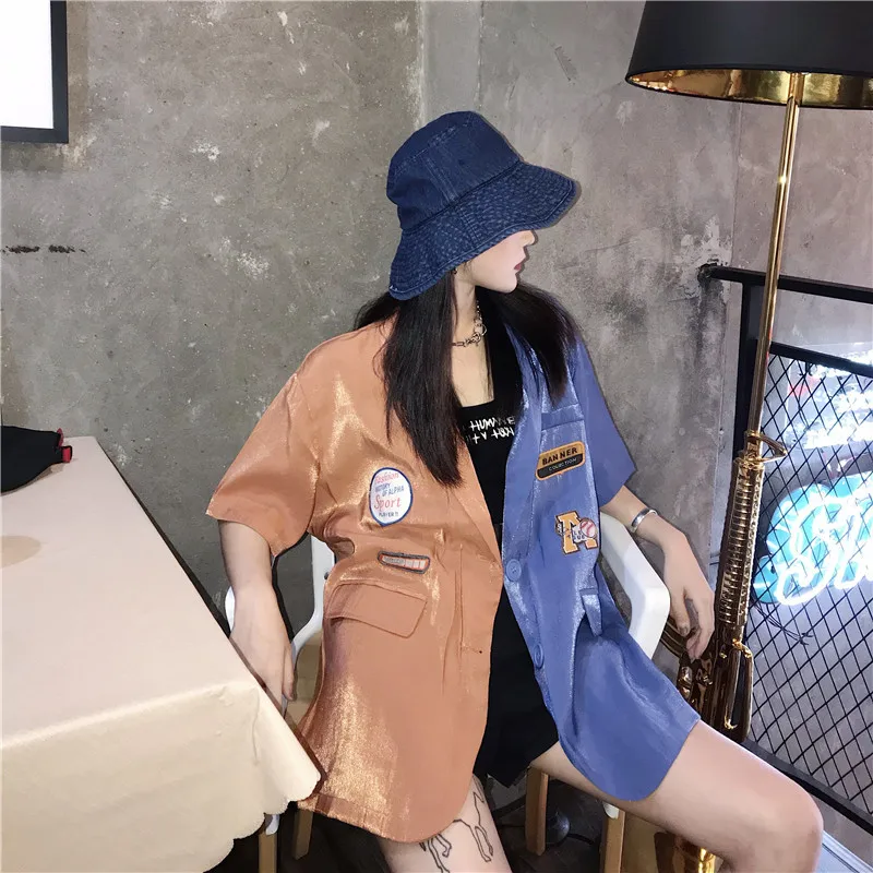 Photo Shoot Korean-style Loose-Fit Mid-length Mixed Colors Design Embroidered Applique Thin Online Celebrity Suit Jacket Women's