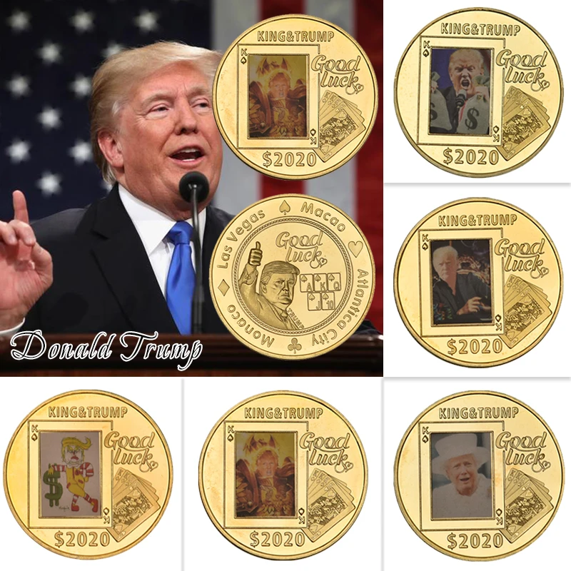 5 шт. WR US Donald Trump 2020 Позолоченные Оригинальные монеты с держателем фишки для казино