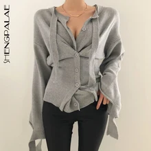 SHENGPALAE 3 цвета необычные с расклешенными рукавами Индивидуальный Женский свитер Весна Осень Корея вязаный модный необычный Топ FS755