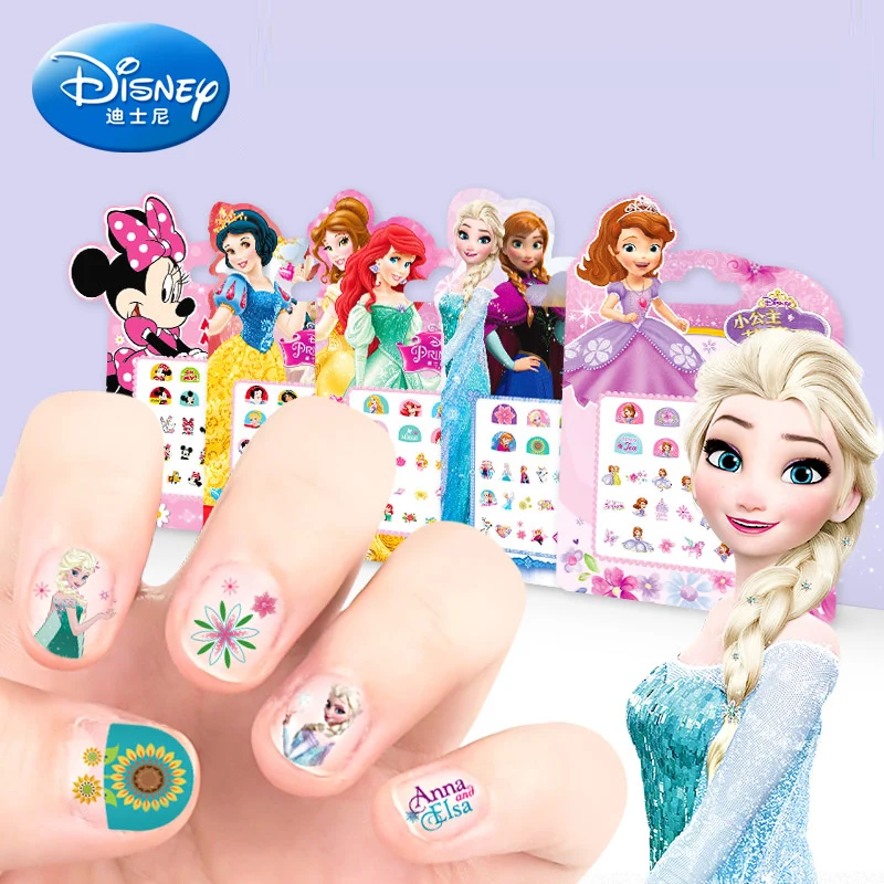 

Girls Frozen 2 Elsa Anna Nail Stickers Makeup Toys Cartoon Disney Sofia Snow White Princess Minnie Kids Christmas Gift Stickers