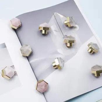 

Original design not only brass natural crystal handle Nordic light luxury cabinet door wardrobe furniture hexagon small handle