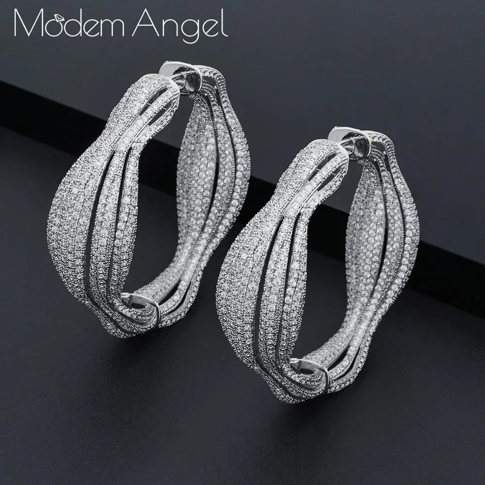 ModemAngel, трендовые геометрические круглые серьги-кольца, Женские аксессуары, серьги с кубическим цирконием, ювелирные изделия, женские серьги, Мода