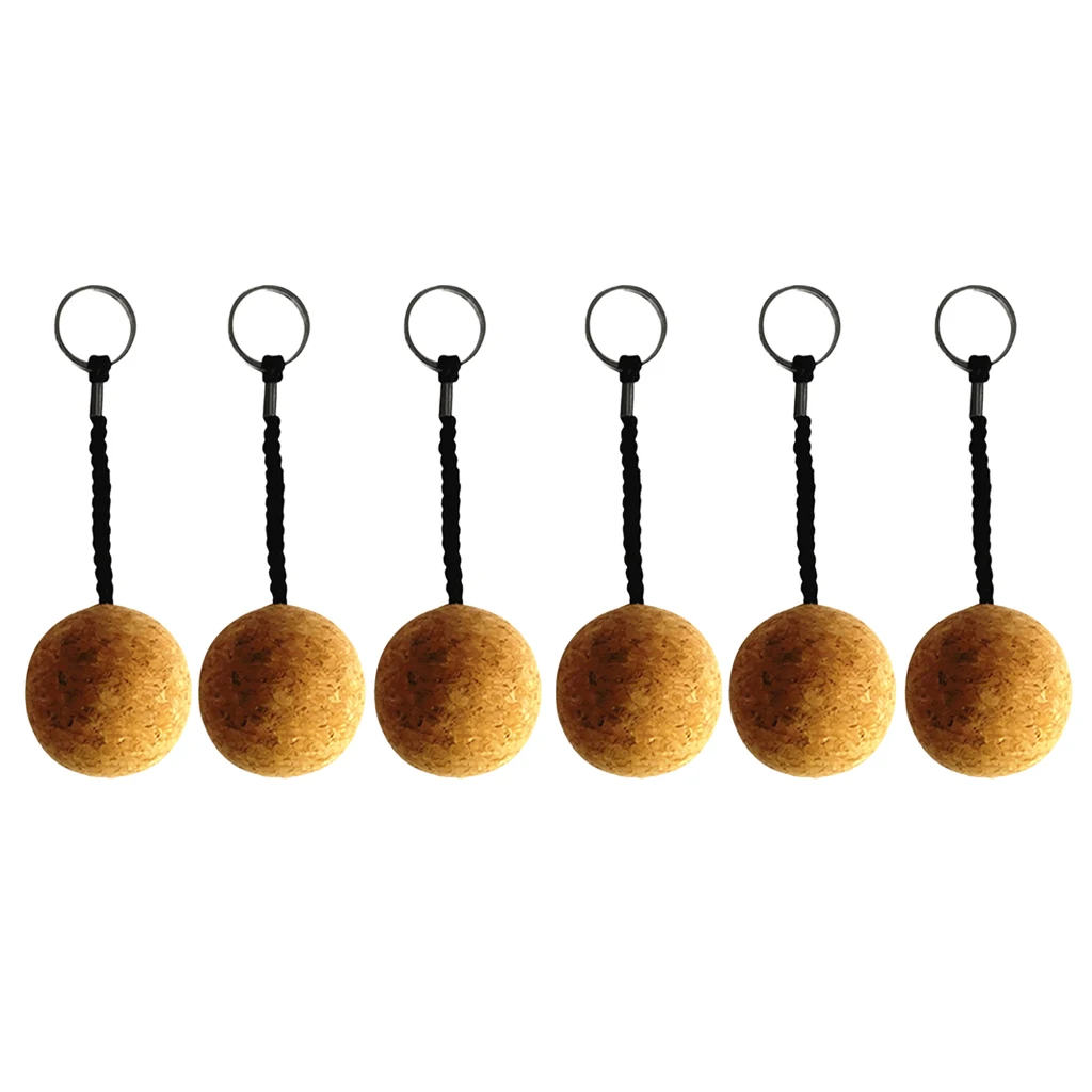 6 Floating Key Ring, 5cm Cork Ball Keychain Safety Lanyard, Portable Fishing Boat Marine Yacht Surf Swim Buoy Key Float Key Fob