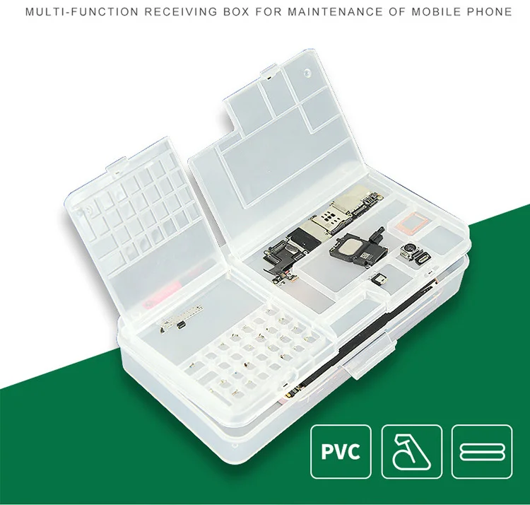 multi funcional caixa de armazenamento reparo do telefone móvel tela lcd ic chips componentes parafusos organizador ferramentas recipiente