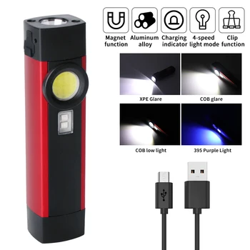 

BORUiT LED UV Flashlight 395nm Ultraviolet Torch Light 18650 USB Rechargeable Camping Fishing Lamp Scorpion Hunting Purple Light