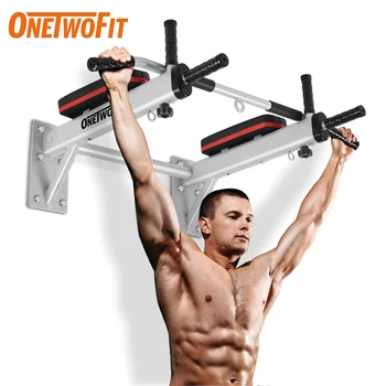 

ONETWOFIT Horizontal Bar Pull Up Bar Wall Mounted Dip Chin Workout Gym Station Stand Sit Push Heavy Sport Fitness Gym Equipment