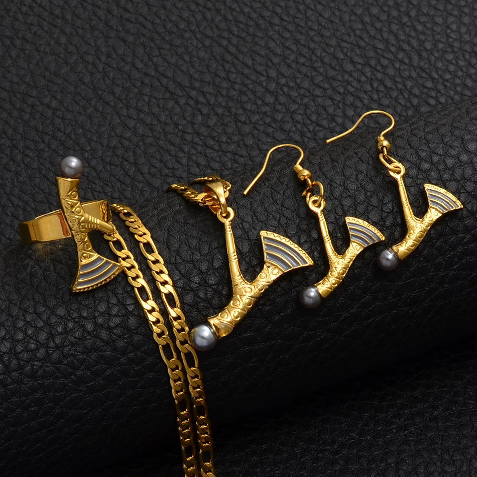 Anniyo, ювелирный набор с топором, подвеска, ожерелья, серьги для женщин и девочек, ювелирный набор с топором в виде топора в виде новой гелевы#220806